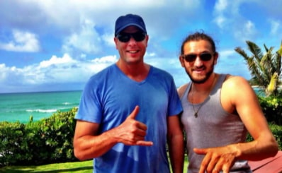 James and Ezra learning to surf in Hawaii 2013
