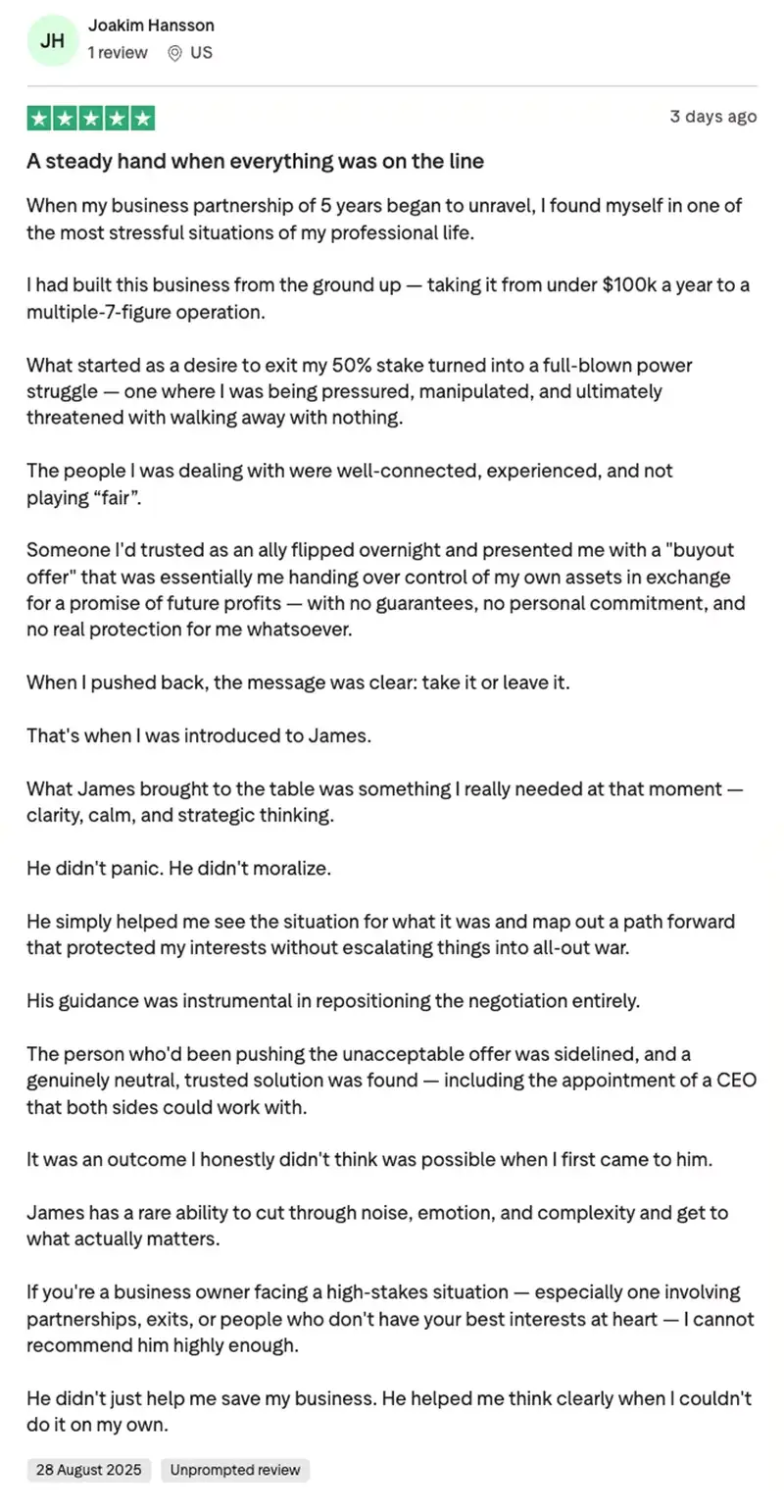Trustpilot review by Joakim Hansson