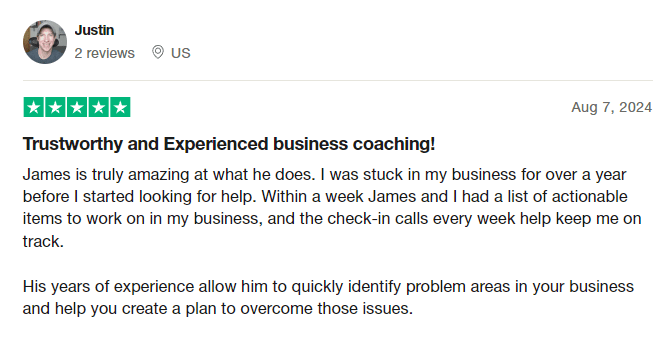 Trustpilot review by Justin